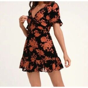 Lulus Touch of Magic Black Floral Burnout Velvet Dress Whimsigoth Fairy Small